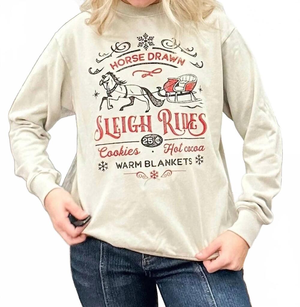 NEW HRT & LUV sleigh rides graphic sweatshirt in oatmeal